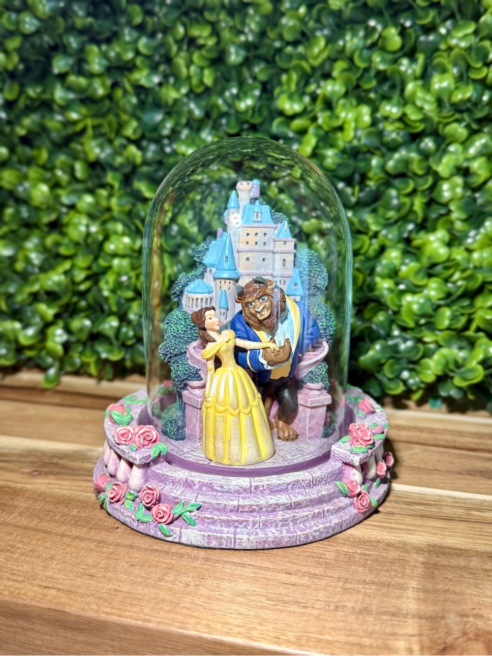 Disney Vintage Beauty & the Beast Glass Dome Belle Beast Maurice Castle Figure